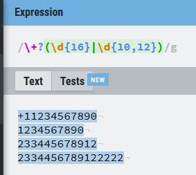 regex for 16 digit number.